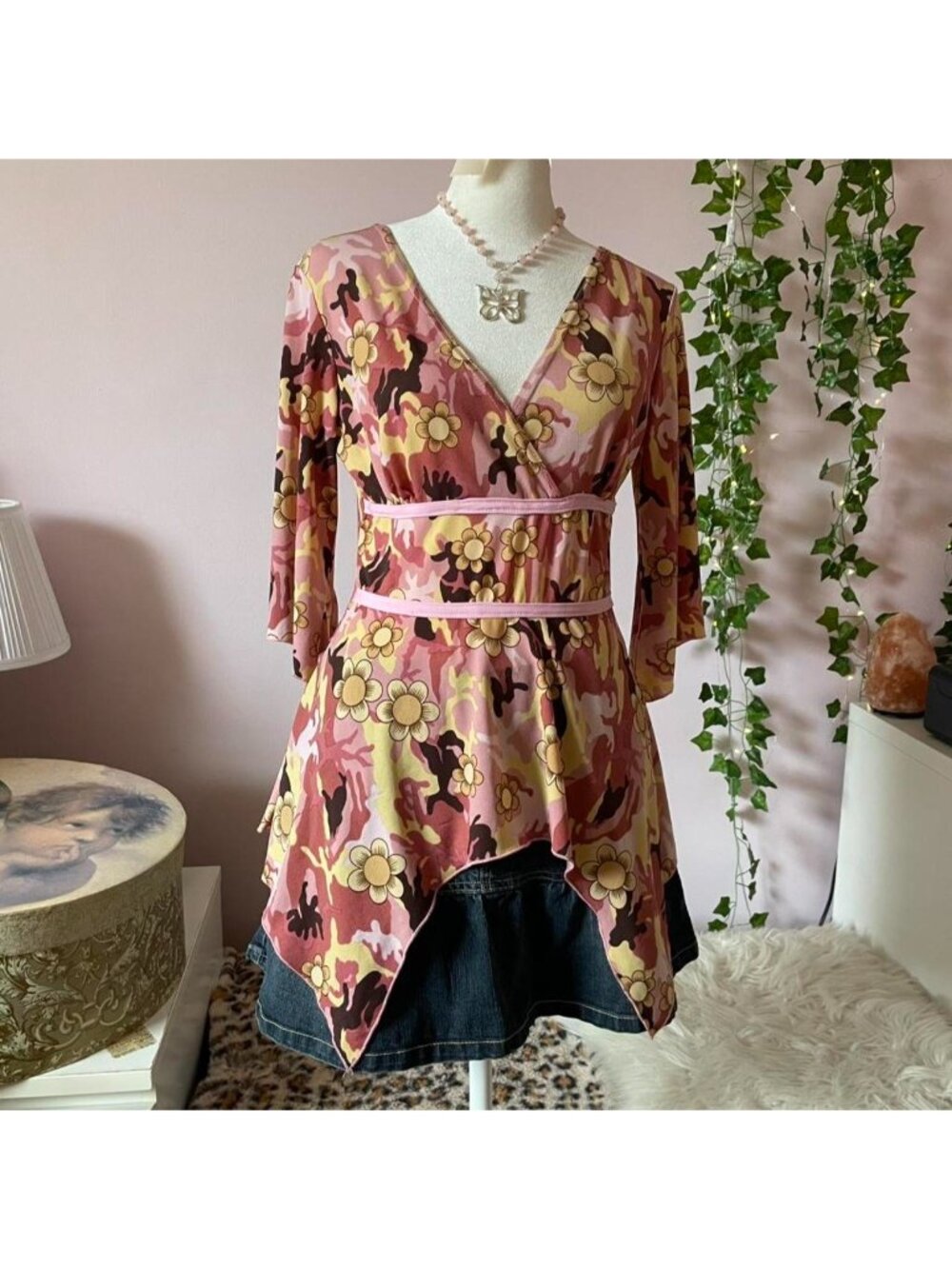 Pink floral fairy top